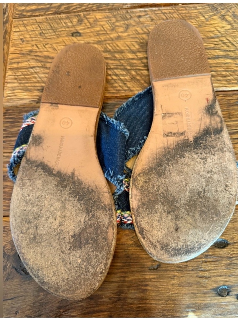 Ancient Greek Denim Multicolor Slide Sandals - Picture 3 of 4